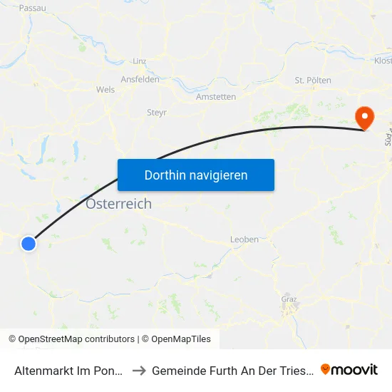 Altenmarkt Im Pongau to Gemeinde Furth An Der Triesting map