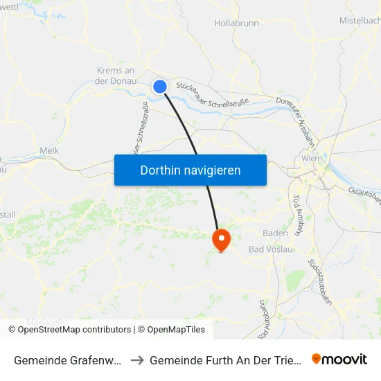 Gemeinde Grafenwörth to Gemeinde Furth An Der Triesting map