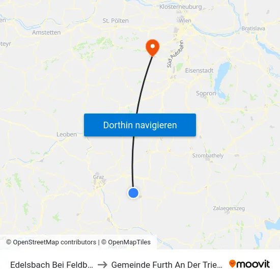 Edelsbach Bei Feldbach to Gemeinde Furth An Der Triesting map