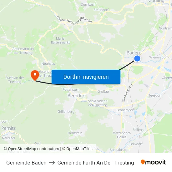 Gemeinde Baden to Gemeinde Furth An Der Triesting map