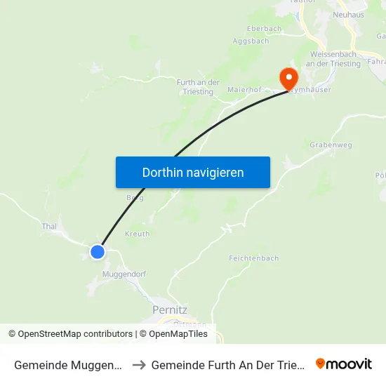 Gemeinde Muggendorf to Gemeinde Furth An Der Triesting map