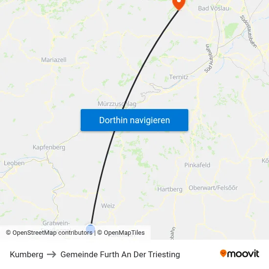Kumberg to Gemeinde Furth An Der Triesting map