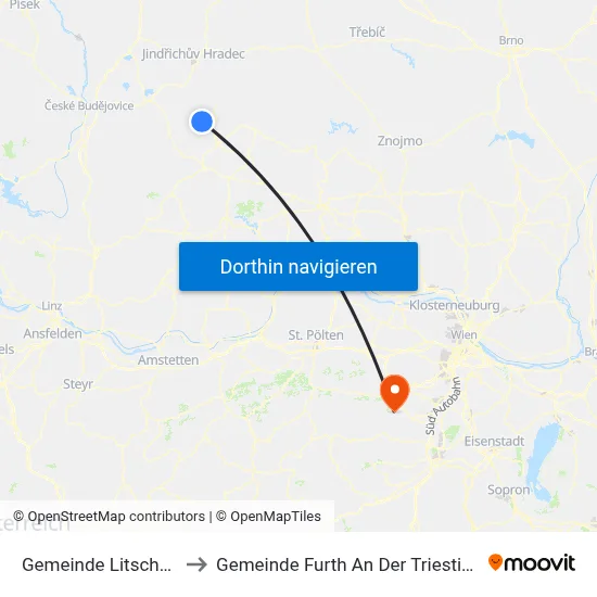 Gemeinde Litschau to Gemeinde Furth An Der Triesting map