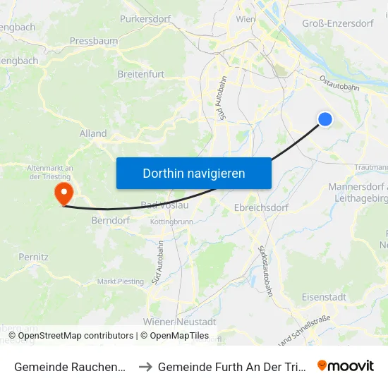 Gemeinde Rauchenwarth to Gemeinde Furth An Der Triesting map