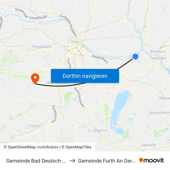 Gemeinde Bad Deutsch-Altenburg to Gemeinde Furth An Der Triesting map