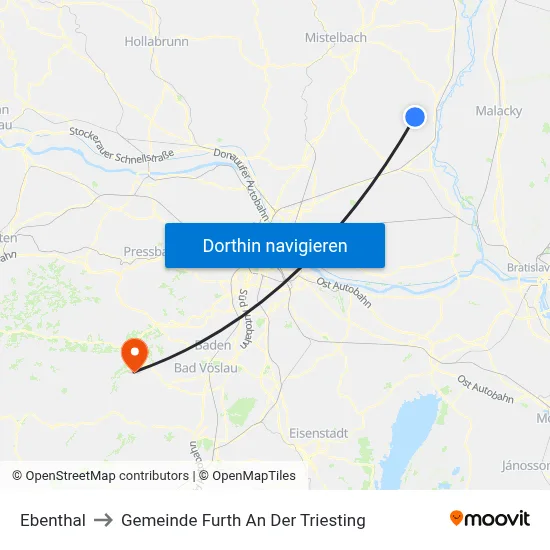 Ebenthal to Gemeinde Furth An Der Triesting map