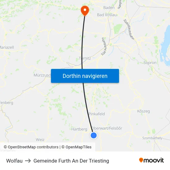 Wolfau to Gemeinde Furth An Der Triesting map