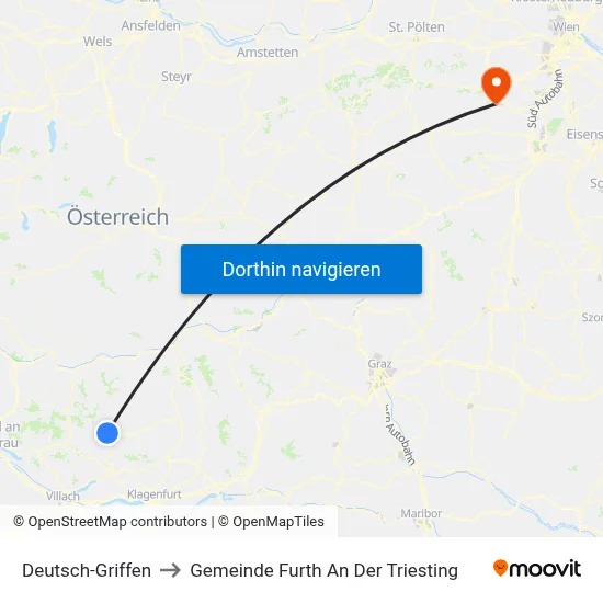 Deutsch-Griffen to Gemeinde Furth An Der Triesting map