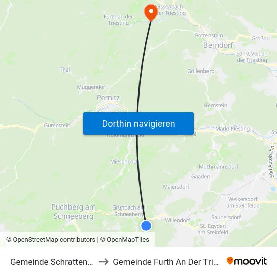 Gemeinde Schrattenbach to Gemeinde Furth An Der Triesting map