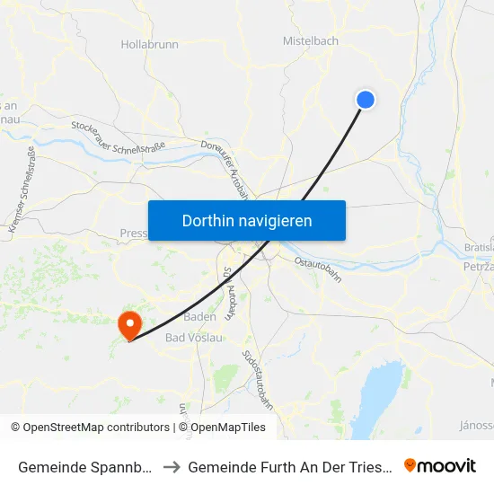 Gemeinde Spannberg to Gemeinde Furth An Der Triesting map
