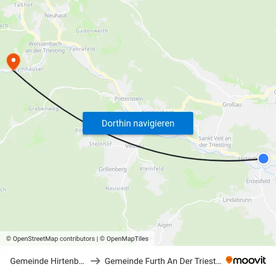 Gemeinde Hirtenberg to Gemeinde Furth An Der Triesting map
