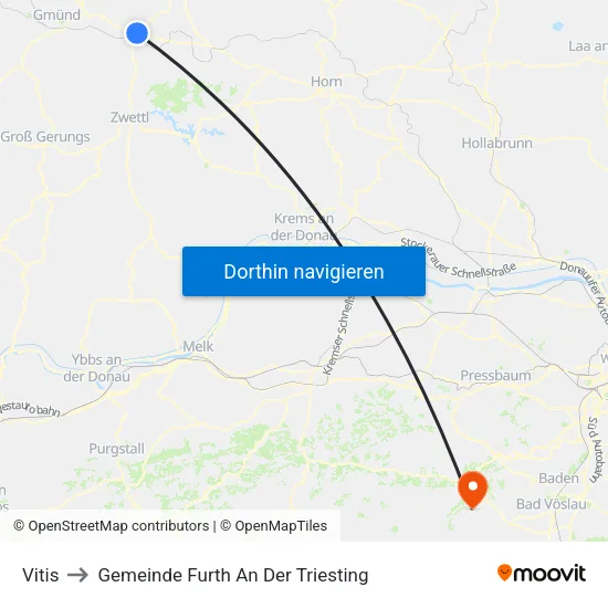 Vitis to Gemeinde Furth An Der Triesting map