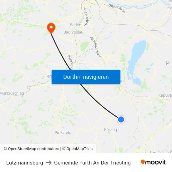 Lutzmannsburg to Gemeinde Furth An Der Triesting map