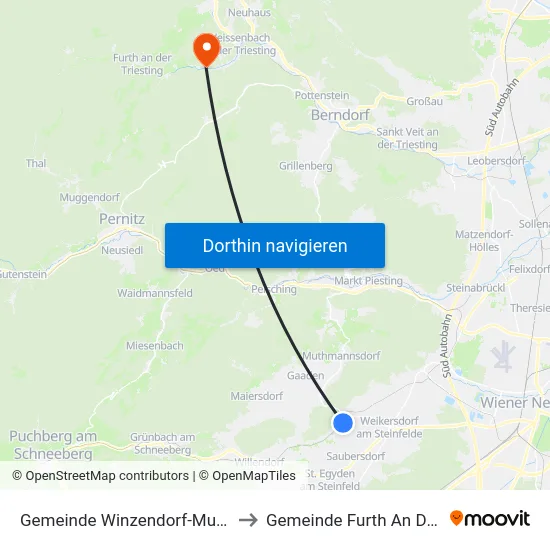 Gemeinde Winzendorf-Muthmannsdorf to Gemeinde Furth An Der Triesting map