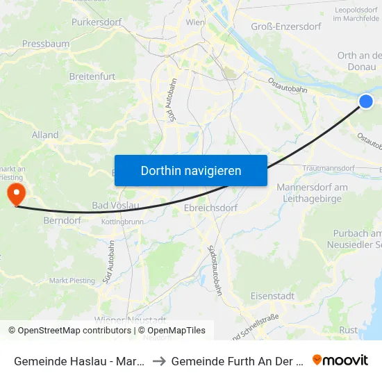 Gemeinde Haslau - Maria Ellend to Gemeinde Furth An Der Triesting map