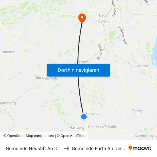 Gemeinde Neustift An Der Lafnitz to Gemeinde Furth An Der Triesting map