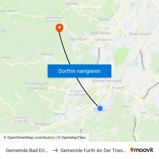Gemeinde Bad Erlach to Gemeinde Furth An Der Triesting map