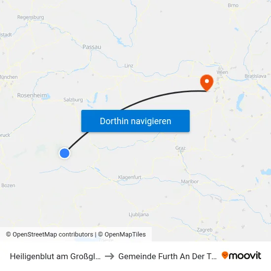 Heiligenblut am Großglockner to Gemeinde Furth An Der Triesting map