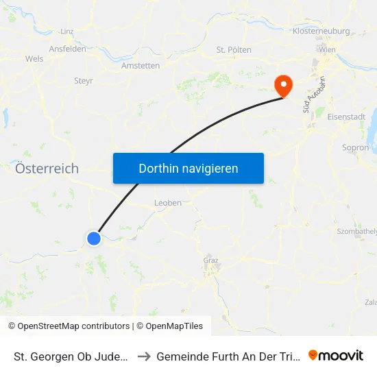 St. Georgen Ob Judenburg to Gemeinde Furth An Der Triesting map