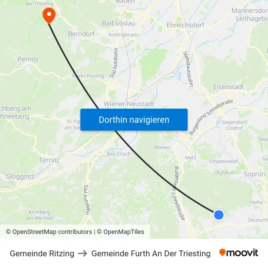 Gemeinde Ritzing to Gemeinde Furth An Der Triesting map