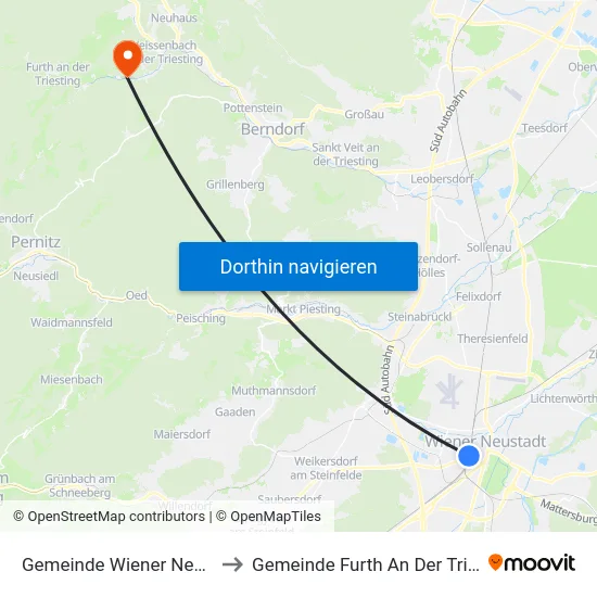 Gemeinde Wiener Neustadt to Gemeinde Furth An Der Triesting map