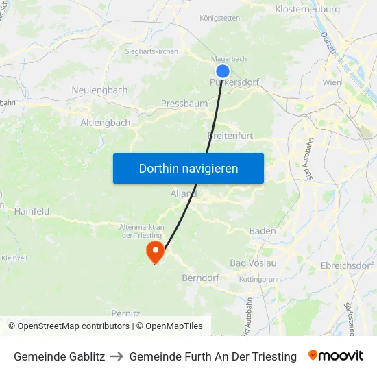 Gemeinde Gablitz to Gemeinde Furth An Der Triesting map