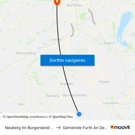 Neuberg Im Burgenland/Nova Gora to Gemeinde Furth An Der Triesting map