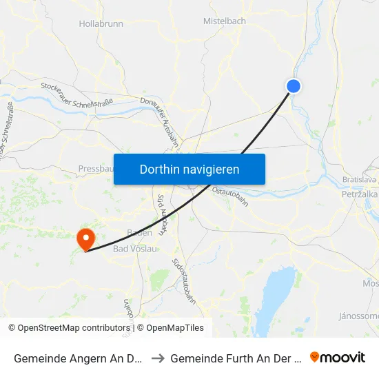 Gemeinde Angern An Der March to Gemeinde Furth An Der Triesting map
