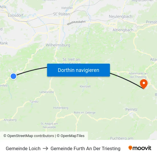 Gemeinde Loich to Gemeinde Furth An Der Triesting map