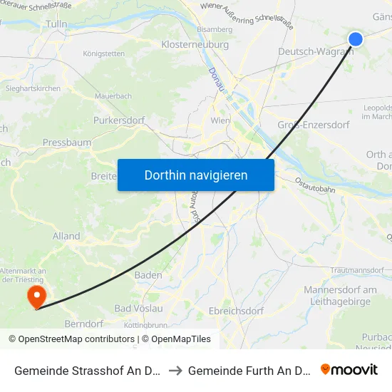 Gemeinde Strasshof An Der Nordbahn to Gemeinde Furth An Der Triesting map