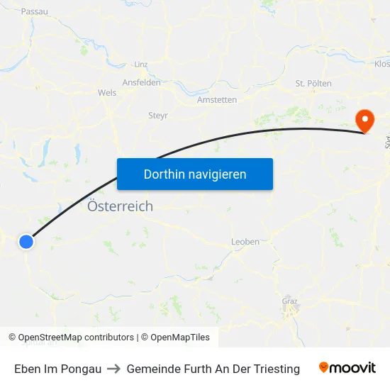 Eben Im Pongau to Gemeinde Furth An Der Triesting map