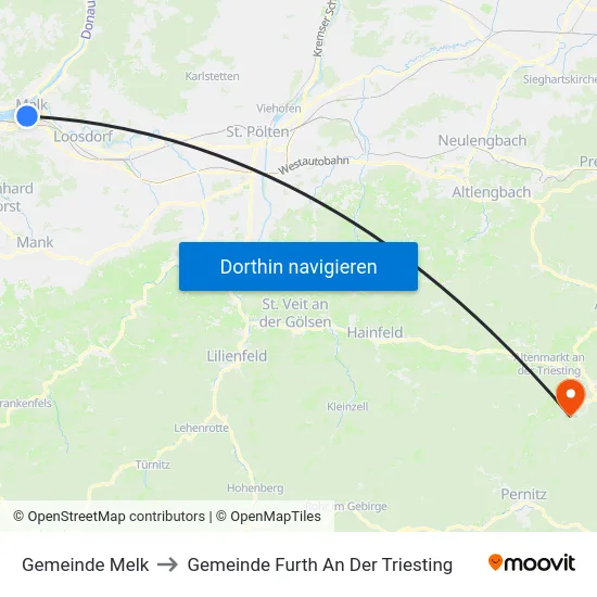 Gemeinde Melk to Gemeinde Furth An Der Triesting map