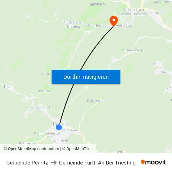 Gemeinde Pernitz to Gemeinde Furth An Der Triesting map