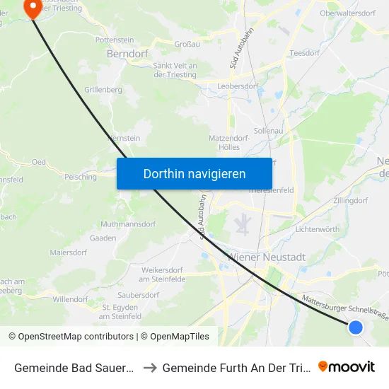 Gemeinde Bad Sauerbrunn to Gemeinde Furth An Der Triesting map