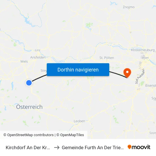 Kirchdorf An Der Krems to Gemeinde Furth An Der Triesting map