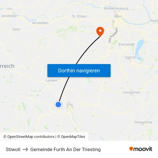 Stiwoll to Gemeinde Furth An Der Triesting map