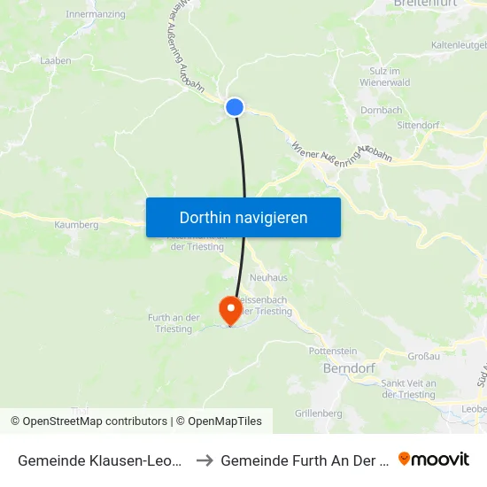 Gemeinde Klausen-Leopoldsdorf to Gemeinde Furth An Der Triesting map
