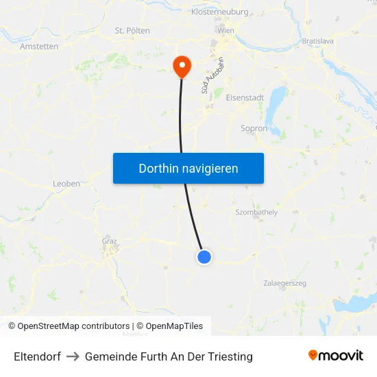 Eltendorf to Gemeinde Furth An Der Triesting map