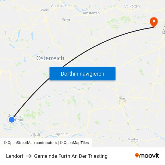 Lendorf to Gemeinde Furth An Der Triesting map