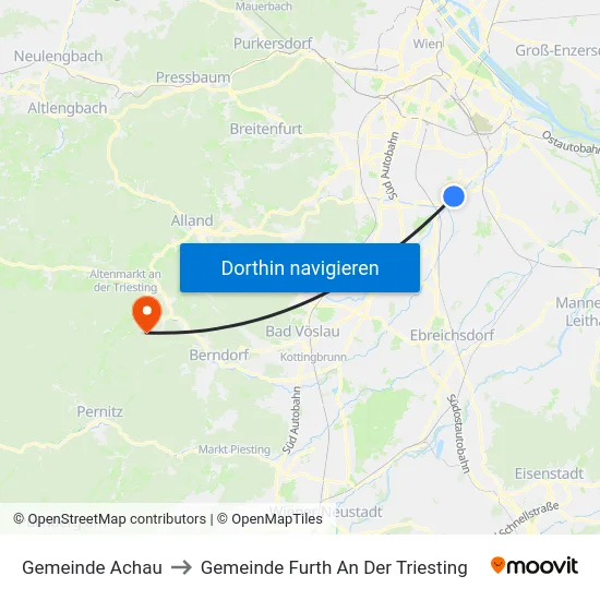Gemeinde Achau to Gemeinde Furth An Der Triesting map