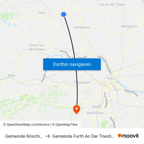 Gemeinde Röschitz to Gemeinde Furth An Der Triesting map