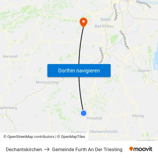 Dechantskirchen to Gemeinde Furth An Der Triesting map