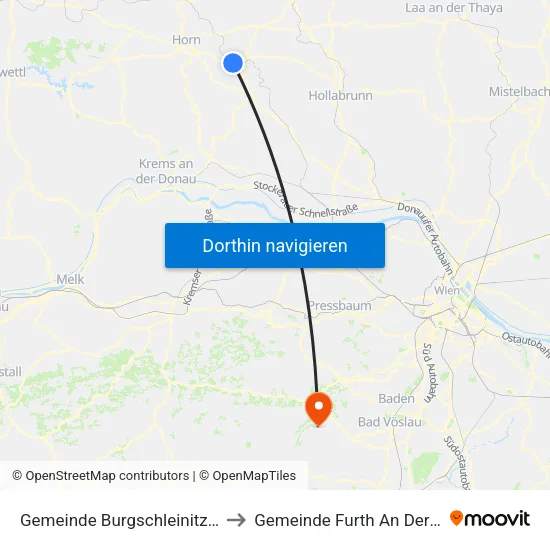 Gemeinde Burgschleinitz-Kühnring to Gemeinde Furth An Der Triesting map