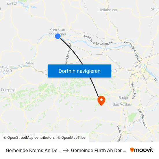 Gemeinde Krems An Der Donau to Gemeinde Furth An Der Triesting map