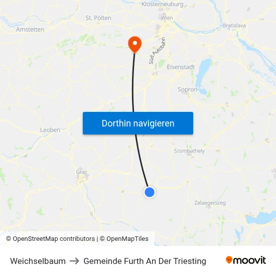 Weichselbaum to Gemeinde Furth An Der Triesting map