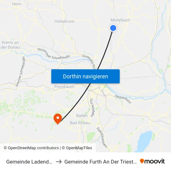 Gemeinde Ladendorf to Gemeinde Furth An Der Triesting map
