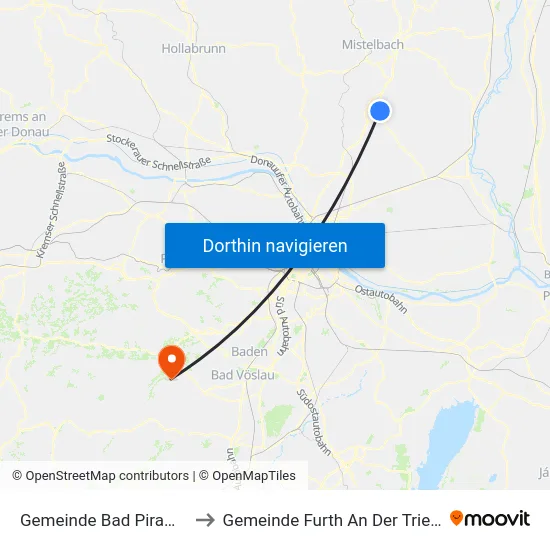 Gemeinde Bad Pirawarth to Gemeinde Furth An Der Triesting map