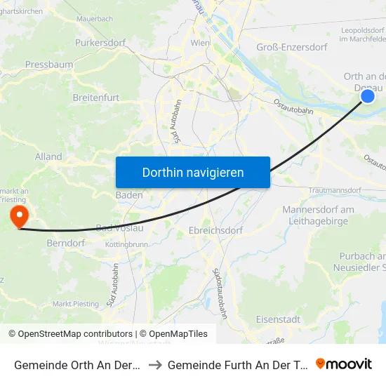 Gemeinde Orth An Der Donau to Gemeinde Furth An Der Triesting map