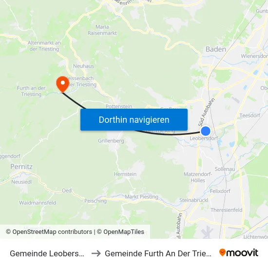 Gemeinde Leobersdorf to Gemeinde Furth An Der Triesting map