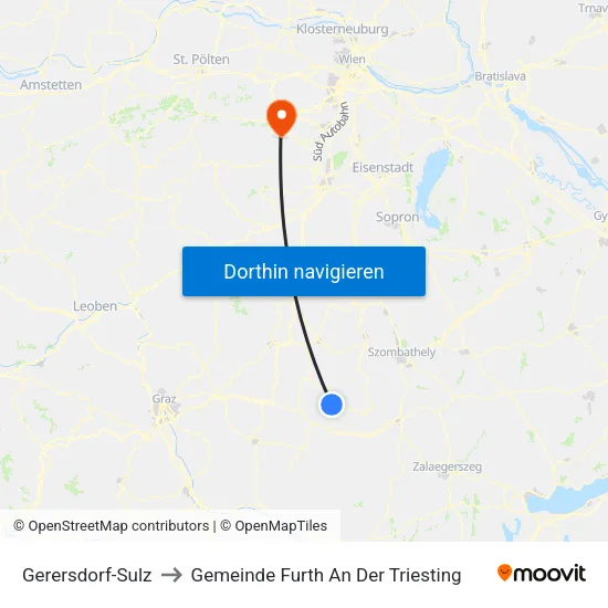 Gerersdorf-Sulz to Gemeinde Furth An Der Triesting map